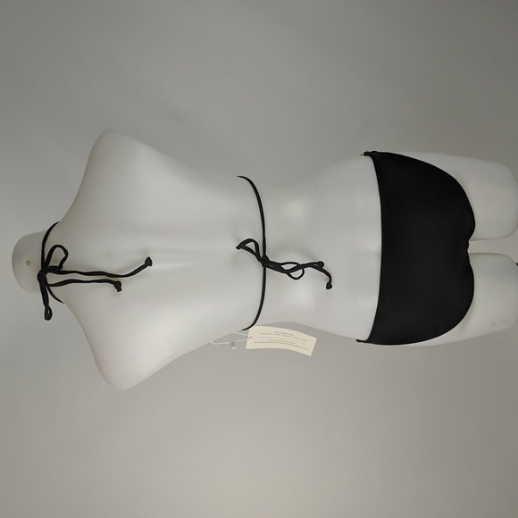 Heaven's Here Women's Bikini Size Small Black Gold Accents Halterneck String - Picture 4 of 7